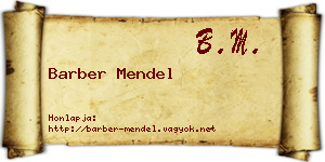 Barber Mendel névjegykártya
